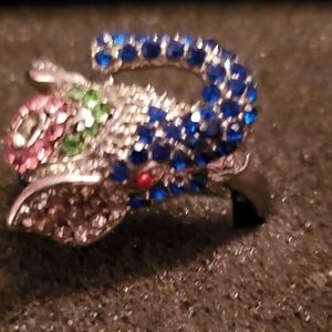 New silver plated bling elephant ring